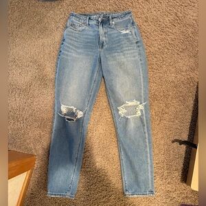 American Eagle Outfitters Light Blue Distressed Straight Leg Ankle Jeans Size 2